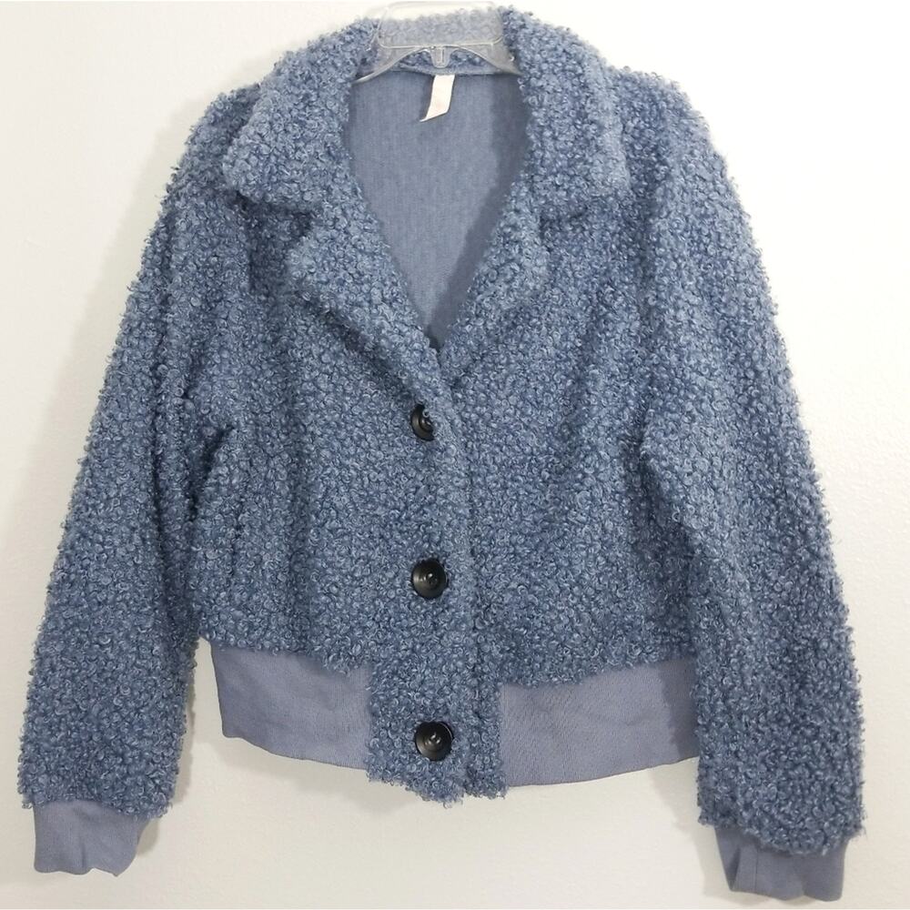 Primi curly nubby periwinkle bomber jacket 2XL
